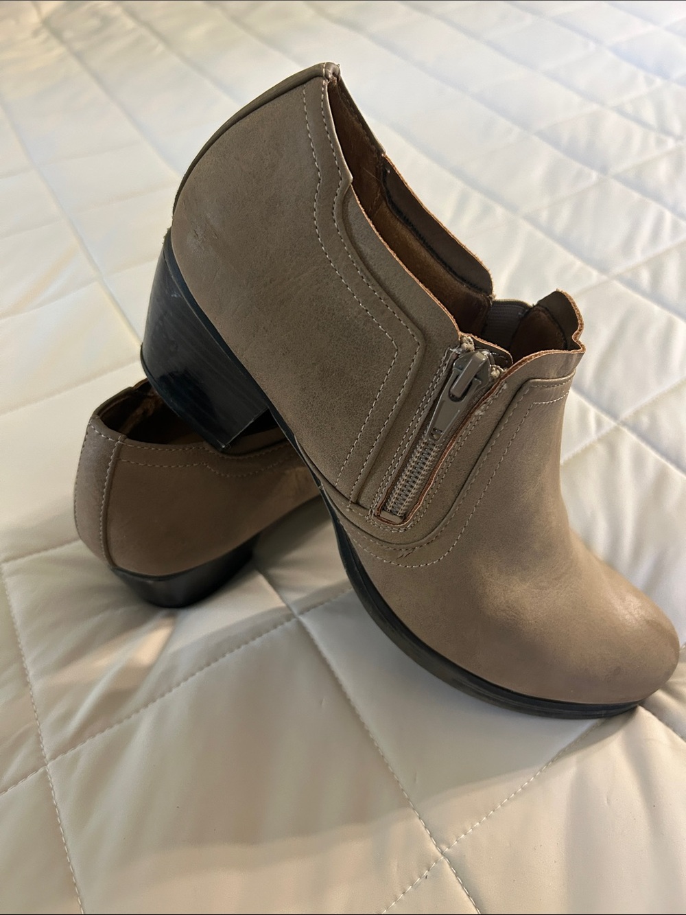Natural Soul Taupe Side-Zip Ankle Booties